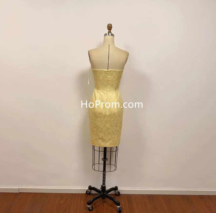 Strapless Rachel Green Short Dress Yellow Embroidered Dress Prom Homecoming Dress