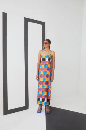 Studio Rigu Reki Baltimore Check Slip Dress Digital Print Vegan Silk Arcadia Collection