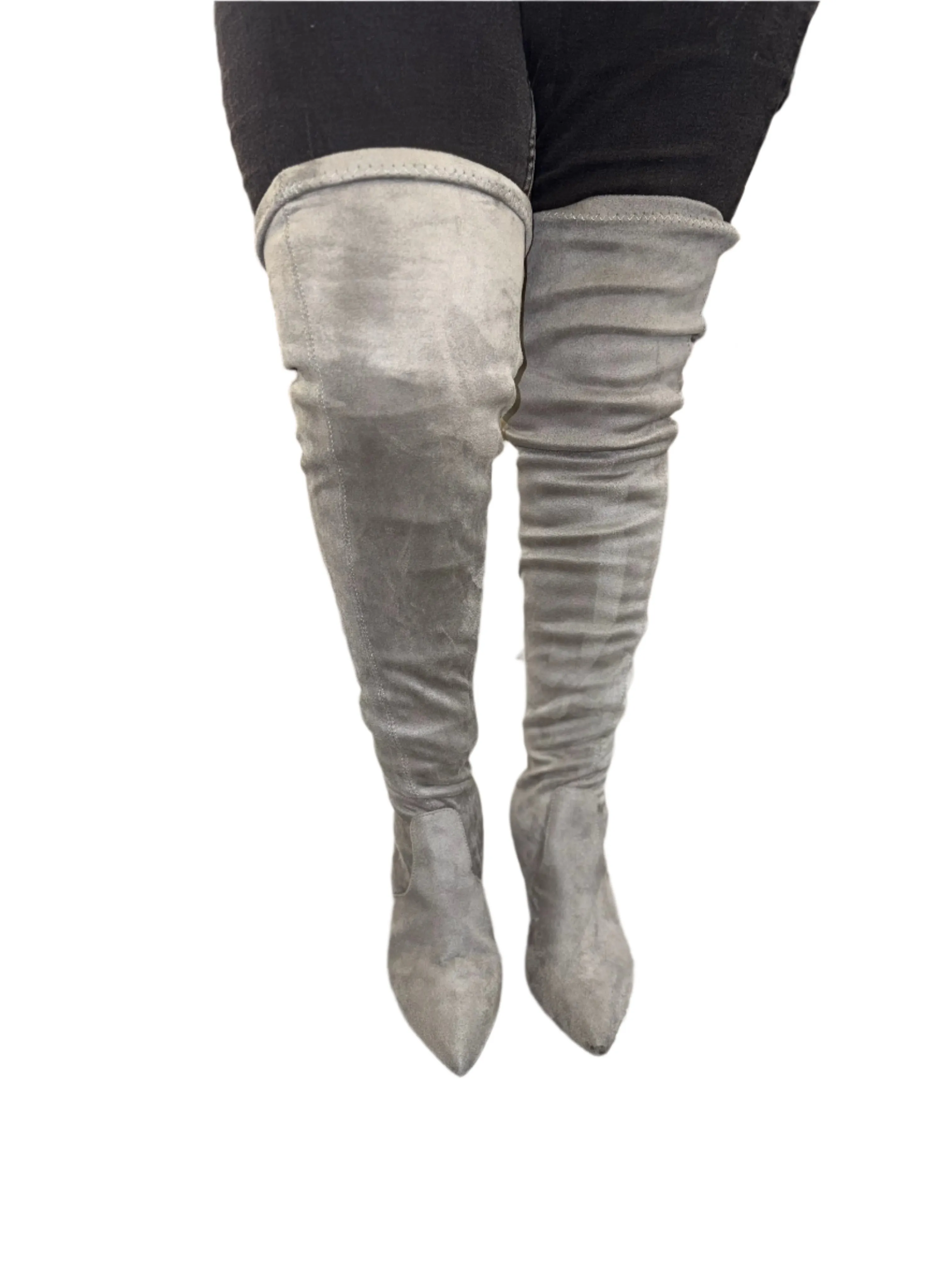 SUEDE KNEE HIGH POINTED TOE BOOT AMIYA-04