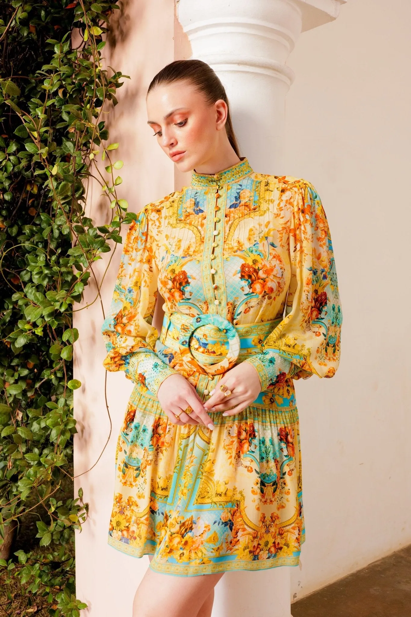SUMMER GARDEN BUTTON DOWN SHORT DRESS