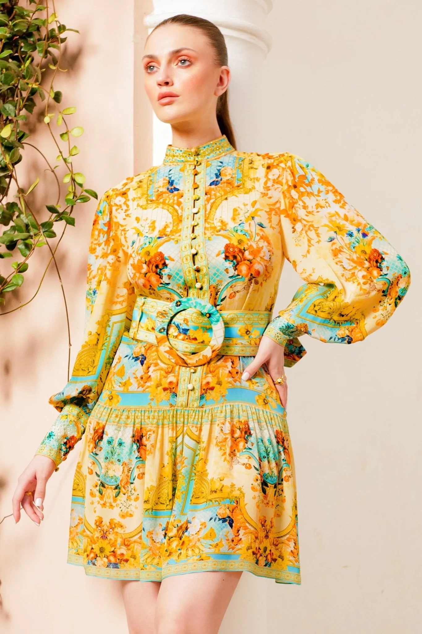 SUMMER GARDEN BUTTON DOWN SHORT DRESS