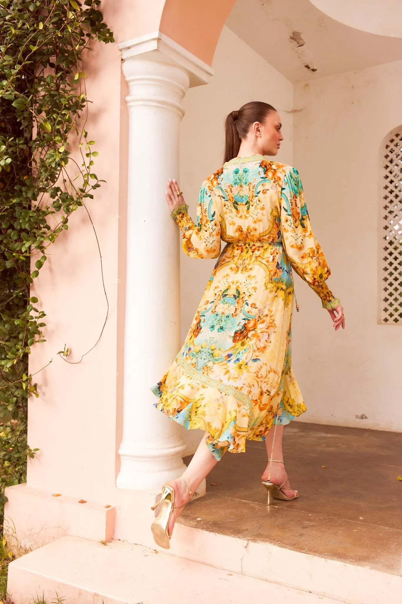 SUMMER GARDEN HI LOW WRAP DRESS