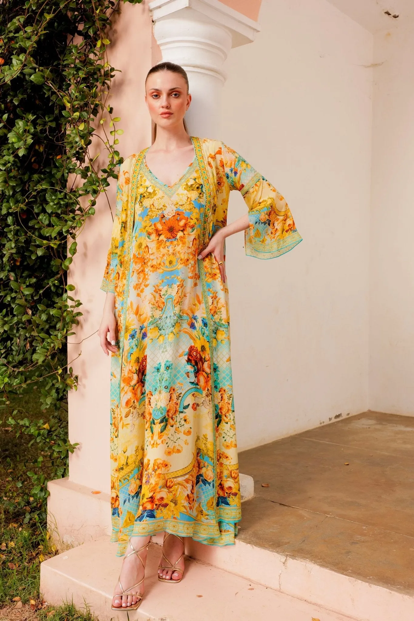 SUMMER GARDEN LONG JACKET W SPLIT SLEEVES