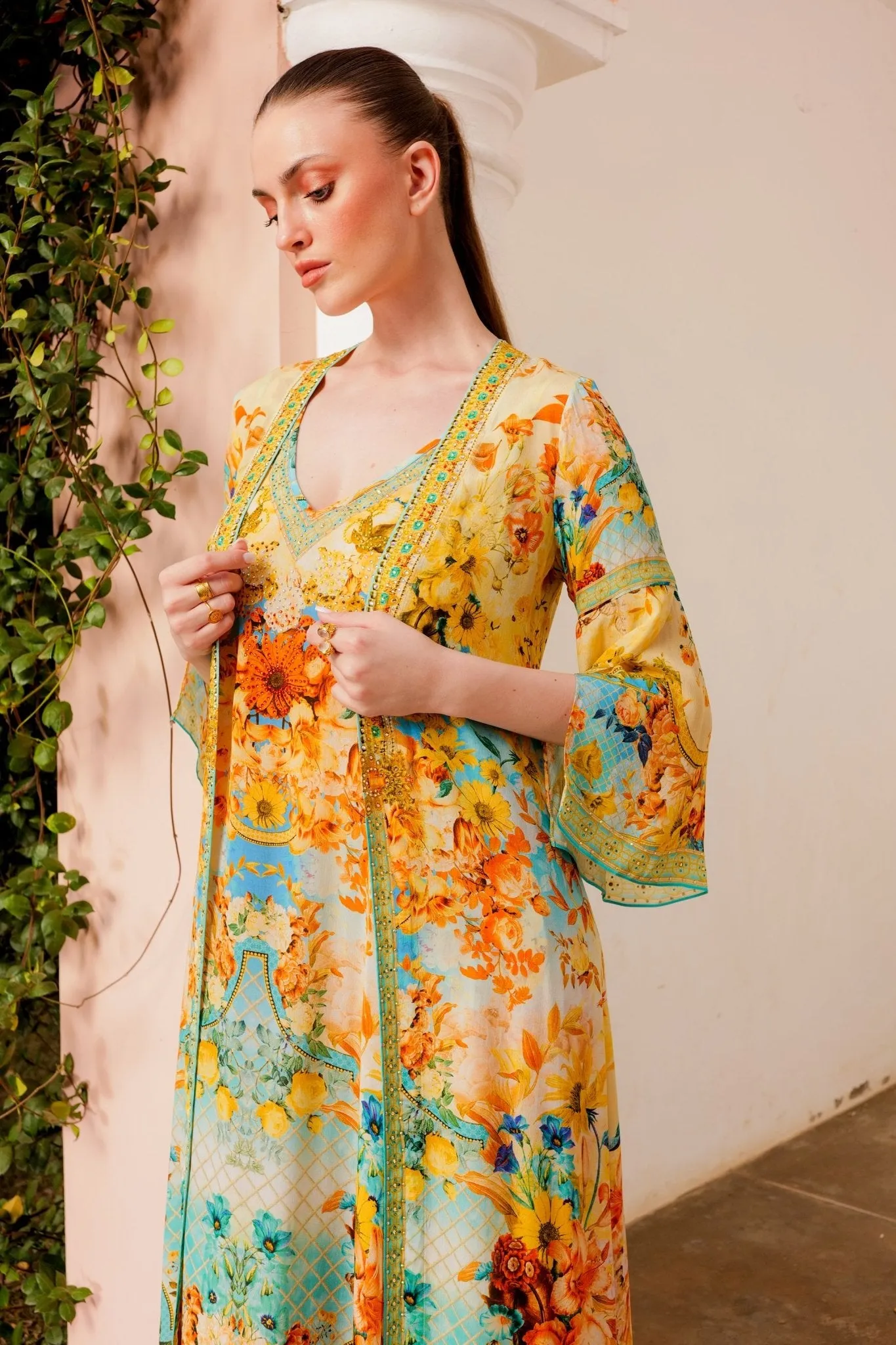 SUMMER GARDEN LONG JACKET W SPLIT SLEEVES