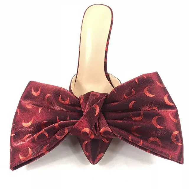 Summer Sexy Black Open Toe Big Bow Tie Leopard Slippers Fashion