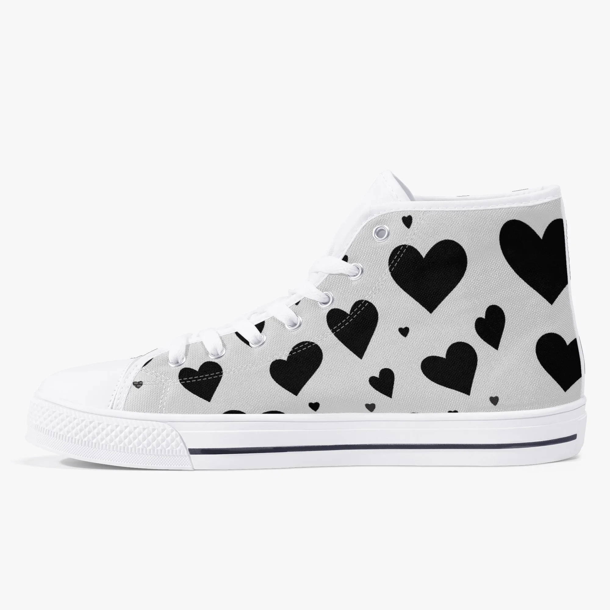 Sweetheart Classic High-Top Canvas Shoes - White/Black