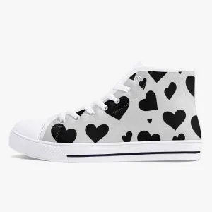 Sweetheart Classic High-Top Canvas Shoes - White/Black
