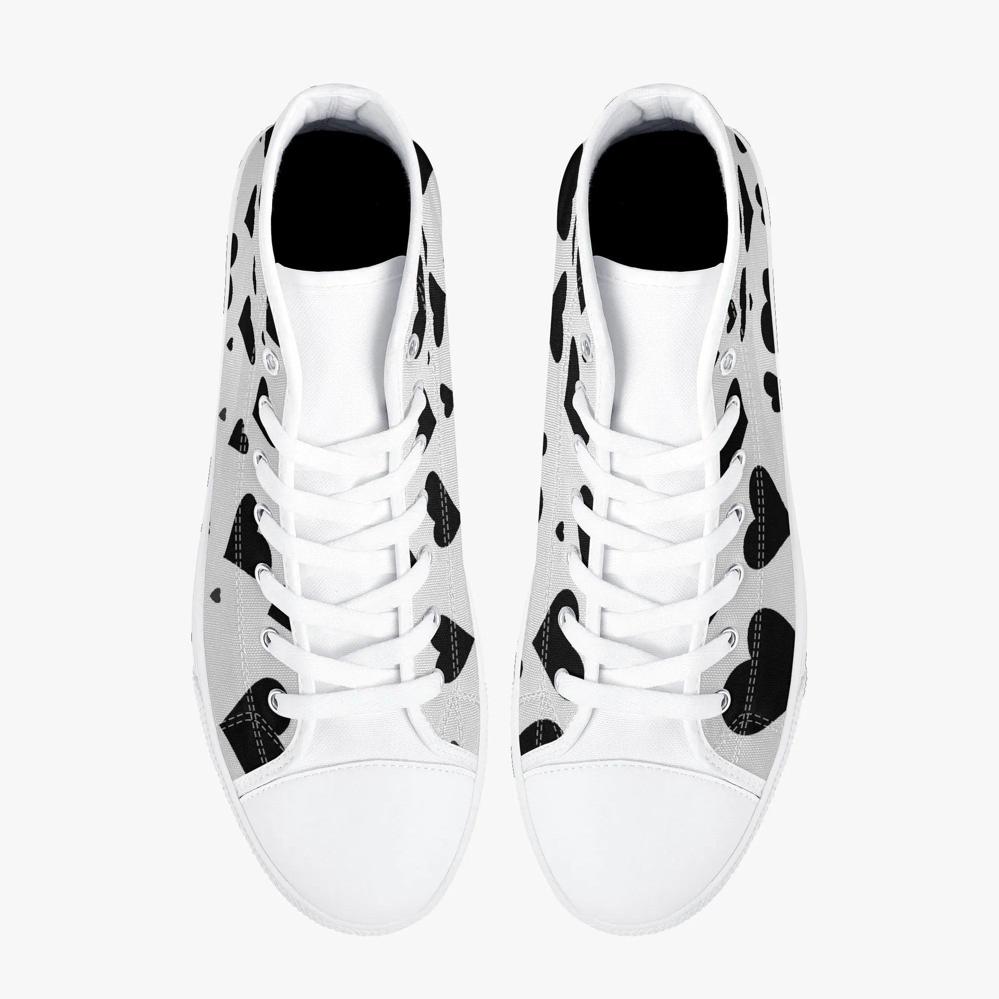 Sweetheart Classic High-Top Canvas Shoes - White/Black