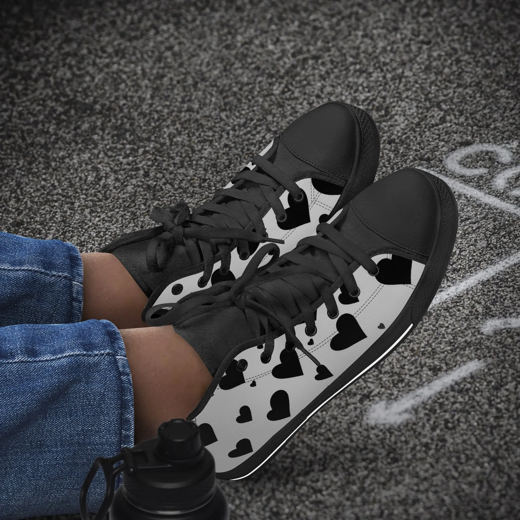 Sweetheart Classic High-Top Canvas Shoes - White/Black