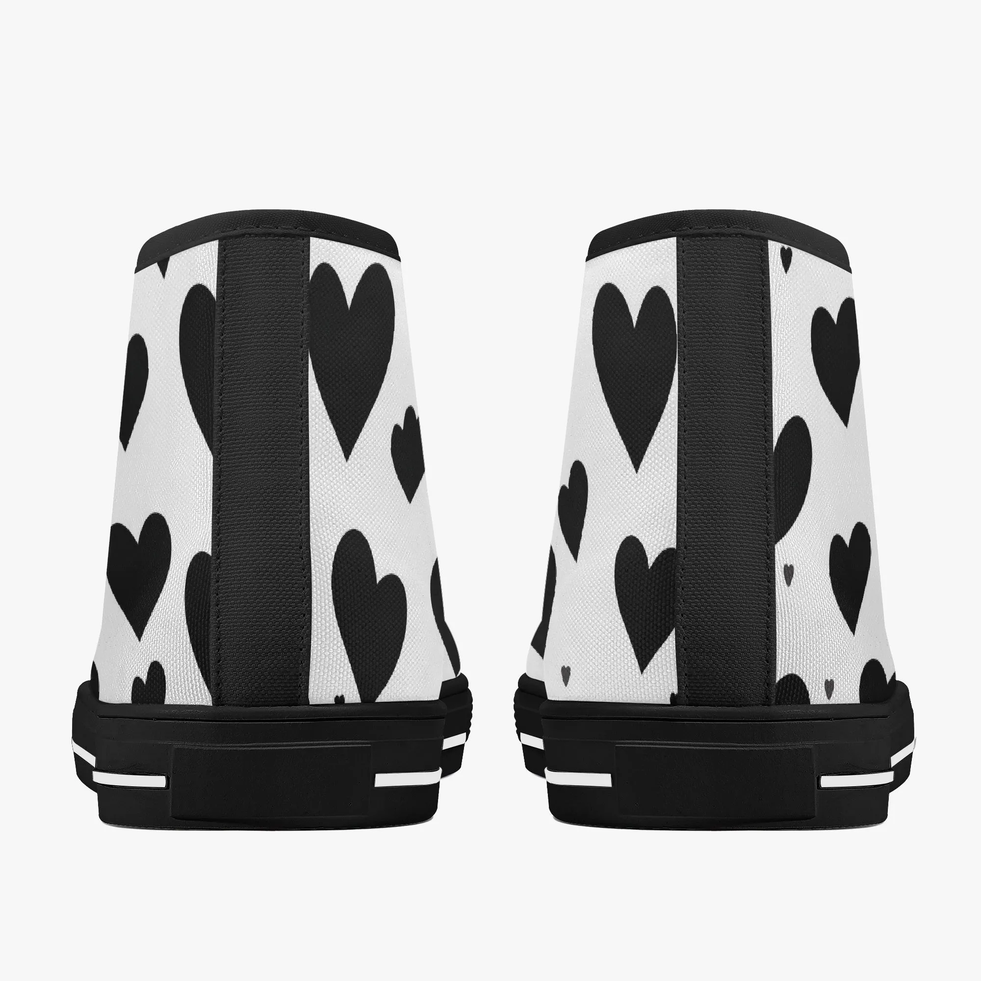 Sweetheart Classic High-Top Canvas Shoes - White/Black