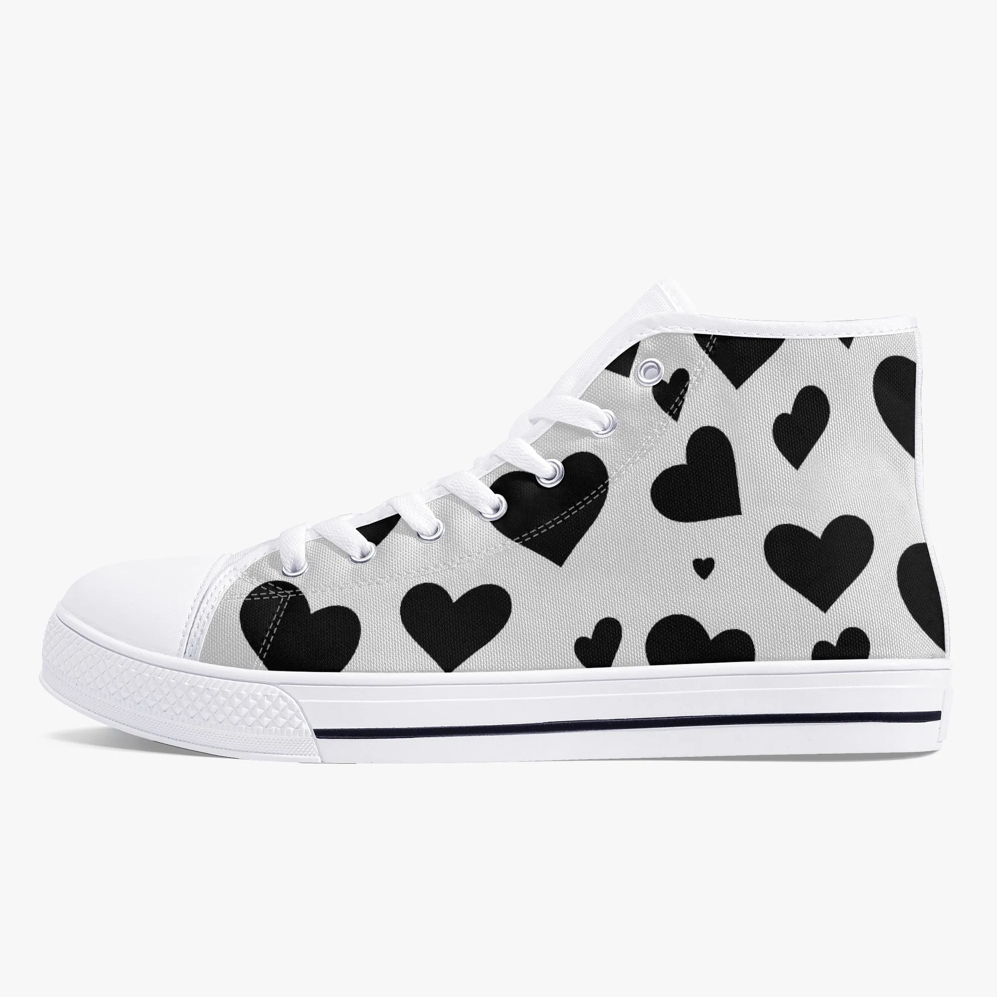 Sweetheart Classic High-Top Canvas Shoes - White/Black
