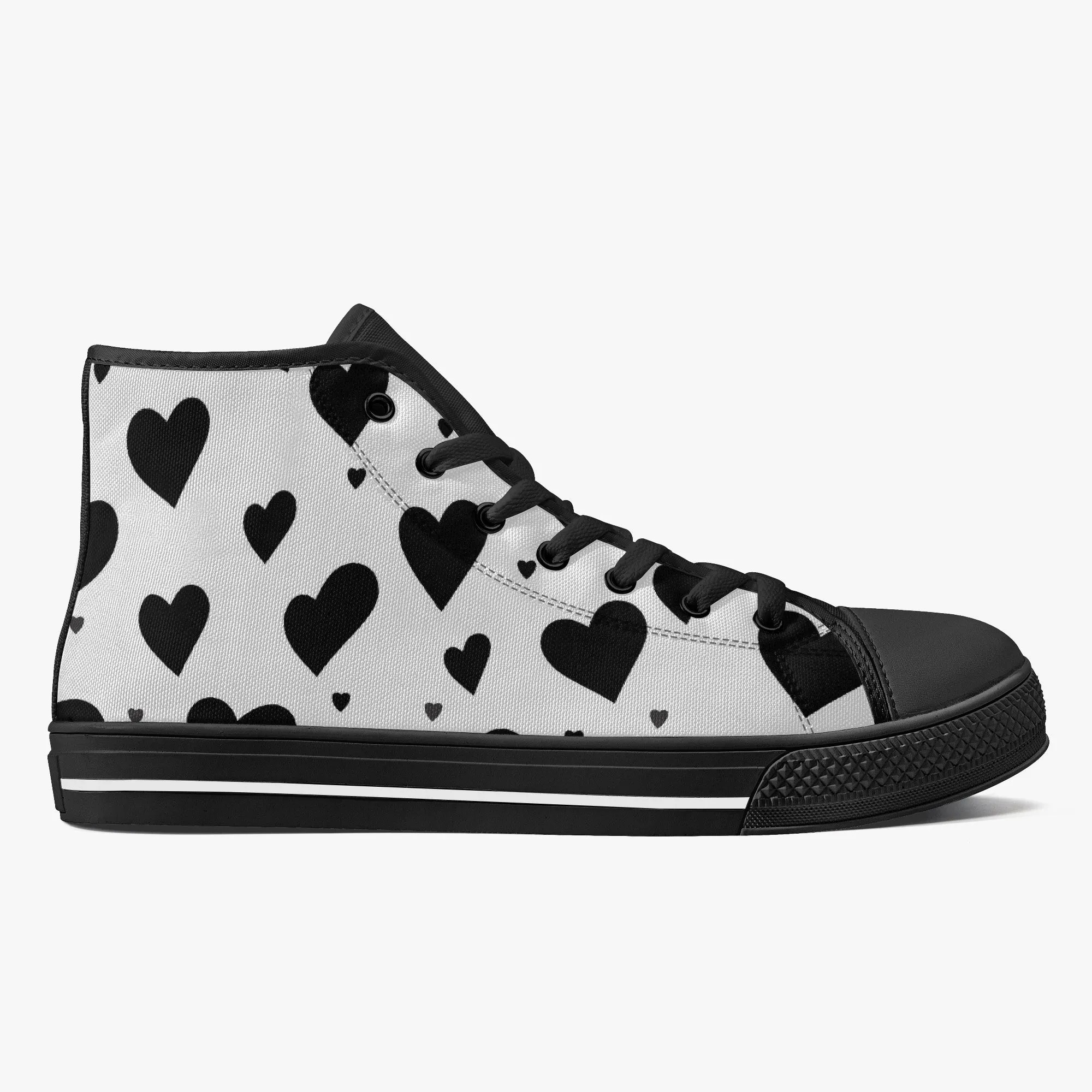 Sweetheart Classic High-Top Canvas Shoes - White/Black
