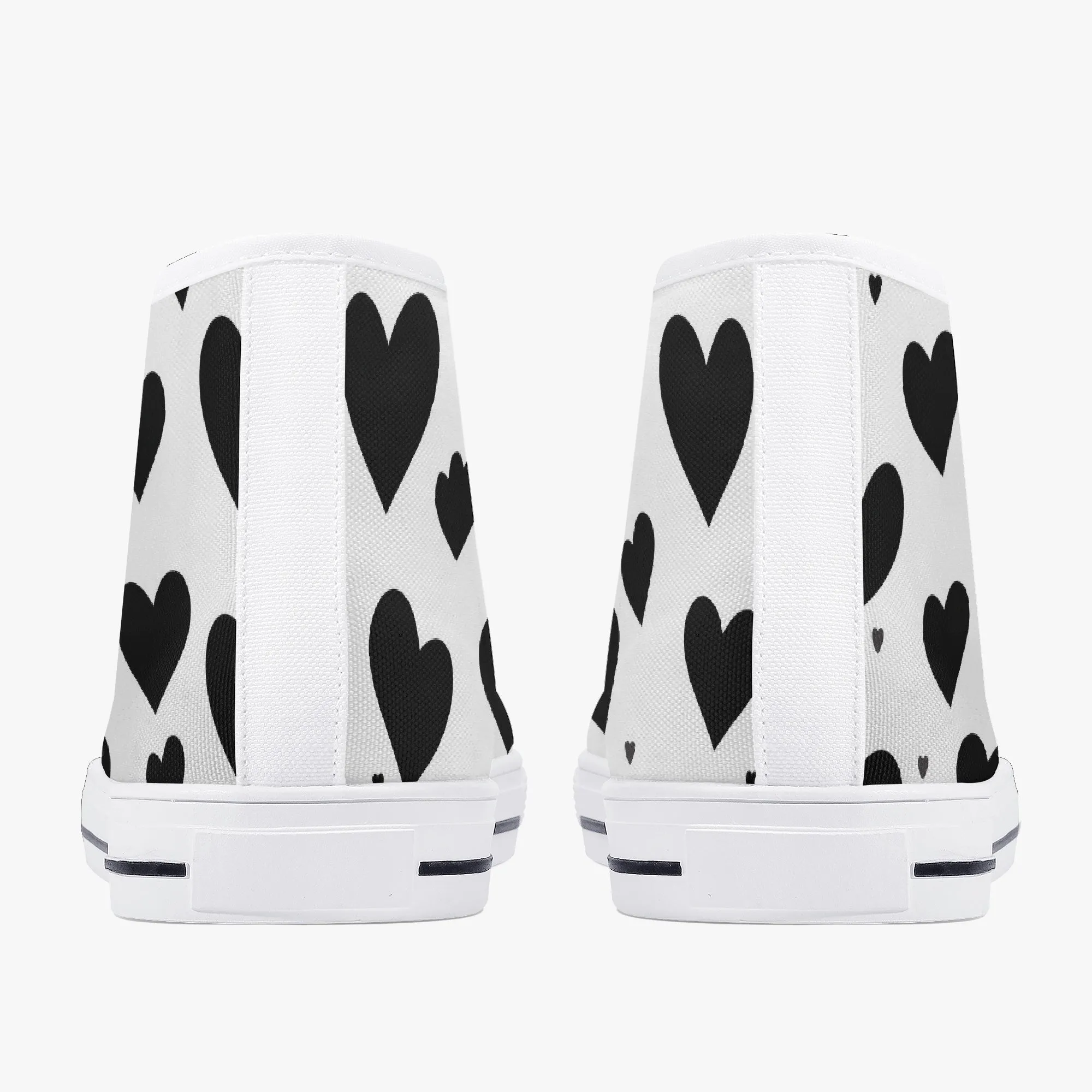 Sweetheart Classic High-Top Canvas Shoes - White/Black