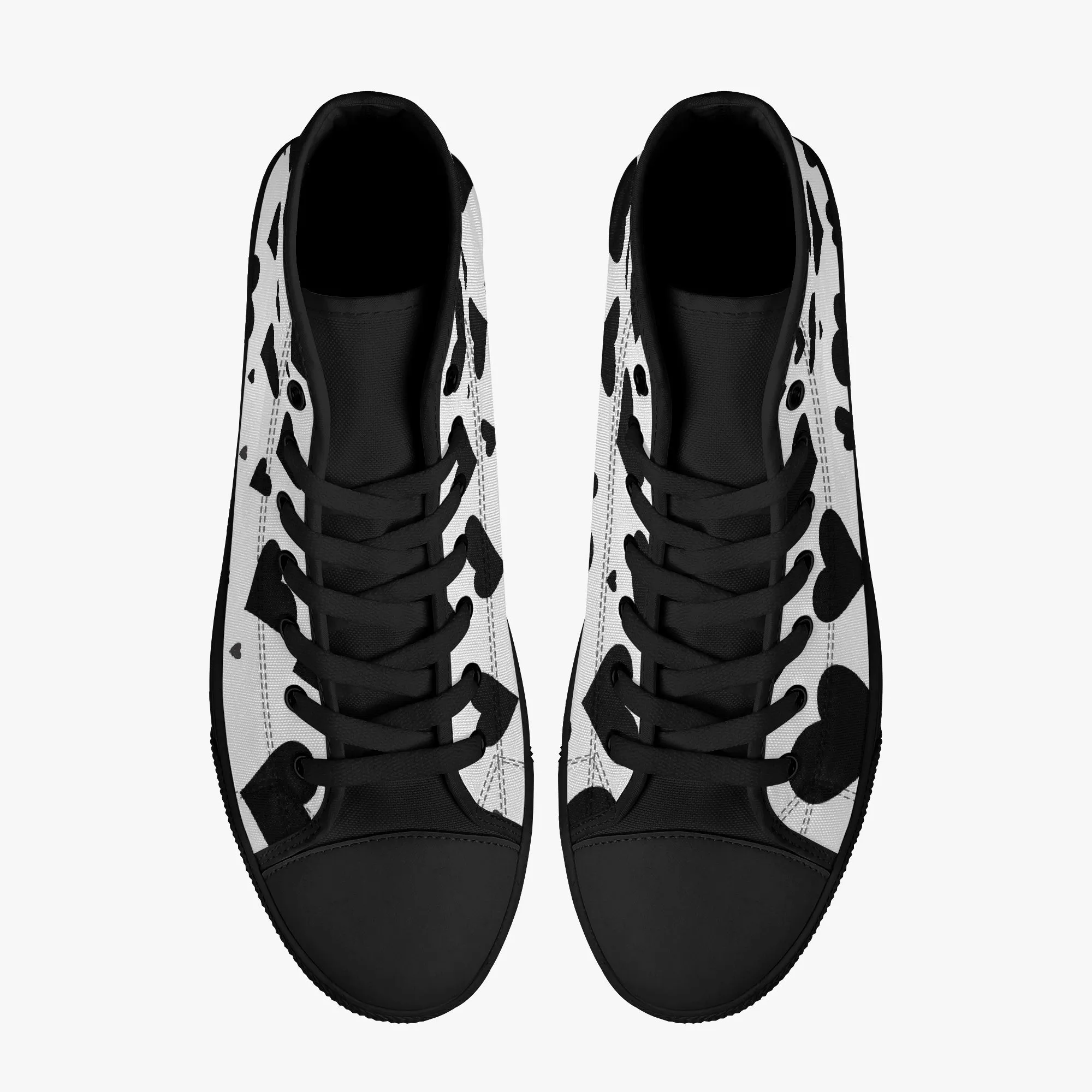 Sweetheart Classic High-Top Canvas Shoes - White/Black