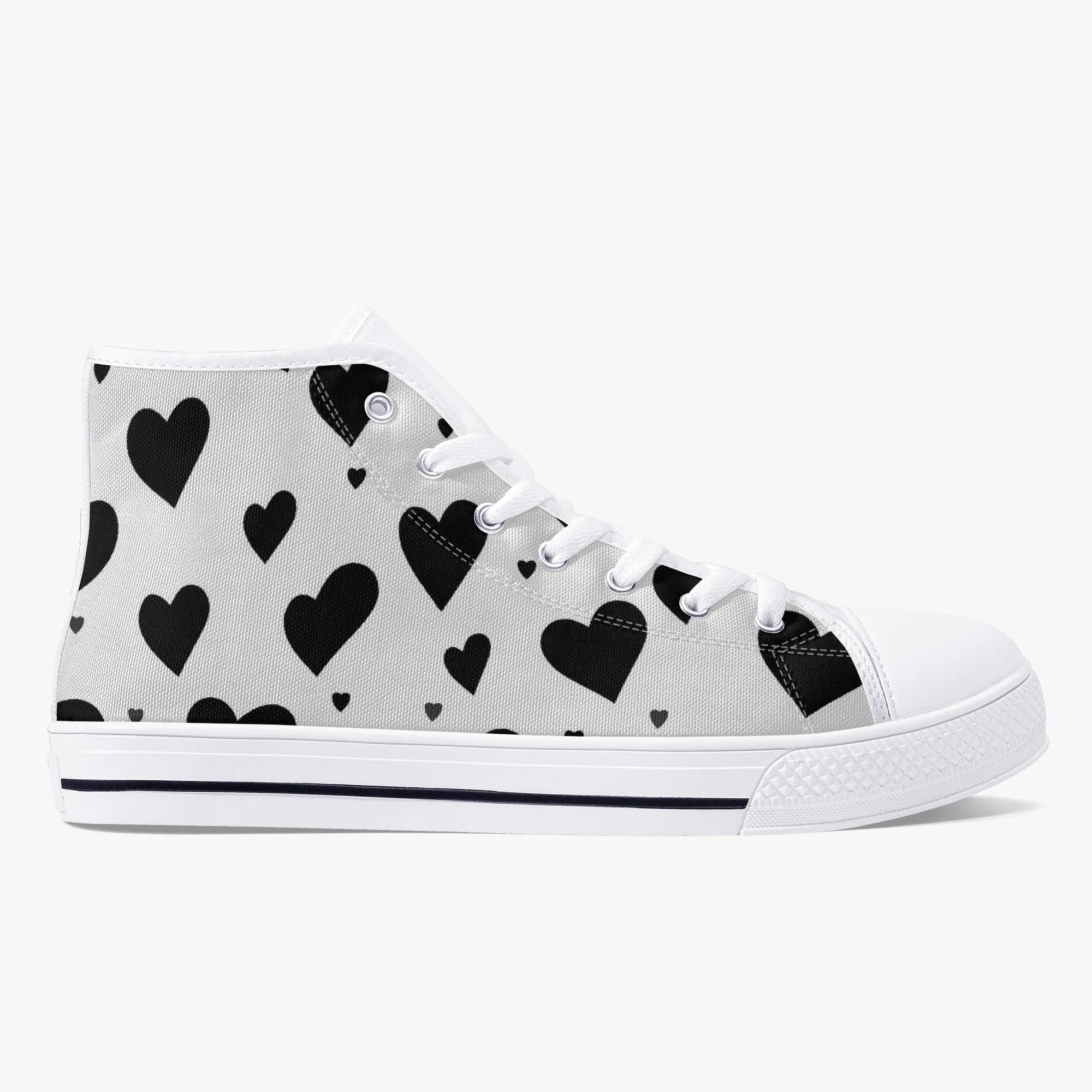 Sweetheart Classic High-Top Canvas Shoes - White/Black