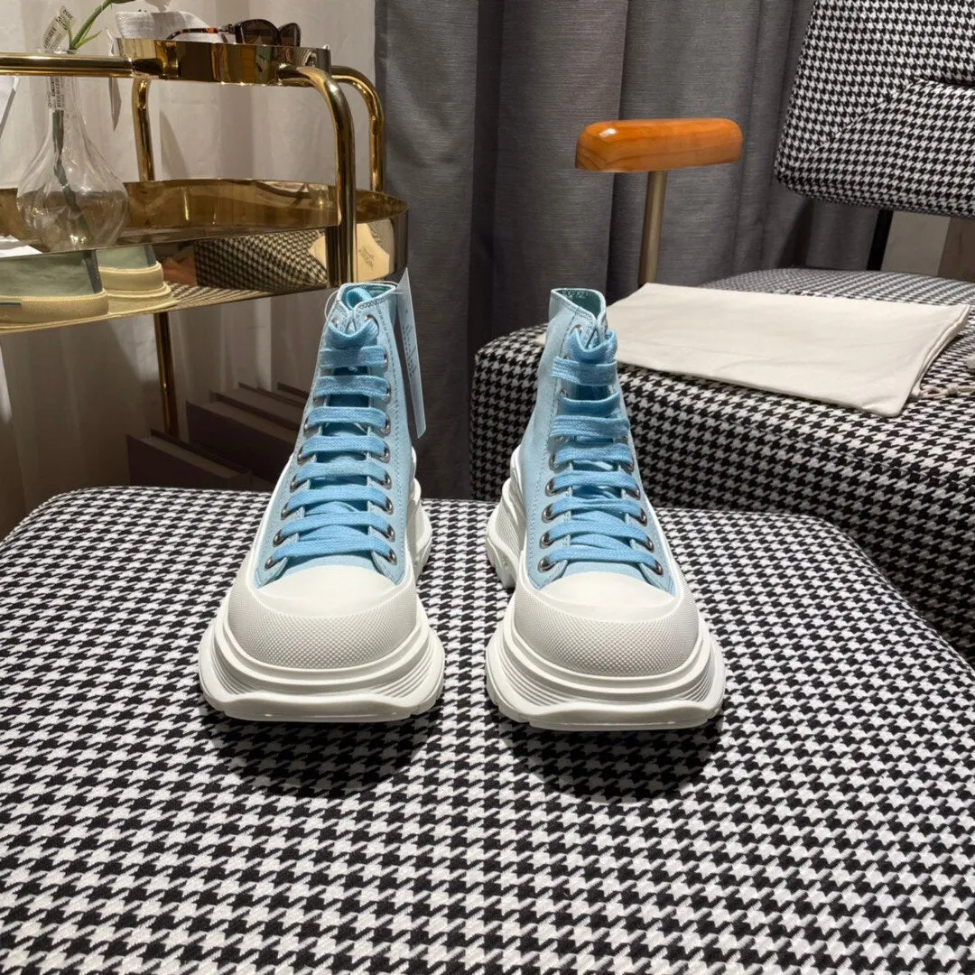 thick-soled high-top canvas shoes men and women s