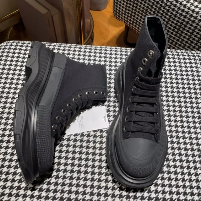 thick-soled high-top canvas shoes men and women s