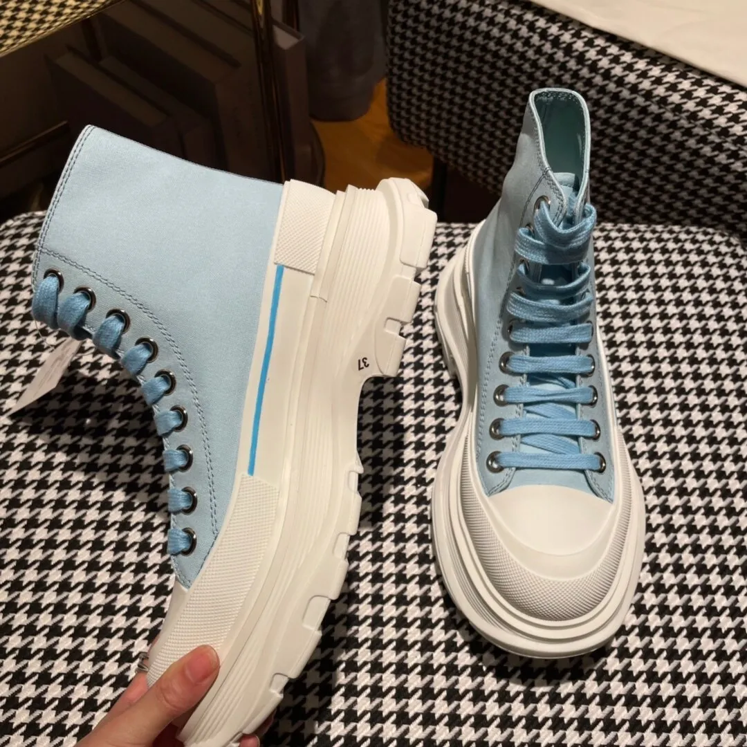 thick-soled high-top canvas shoes men and women s