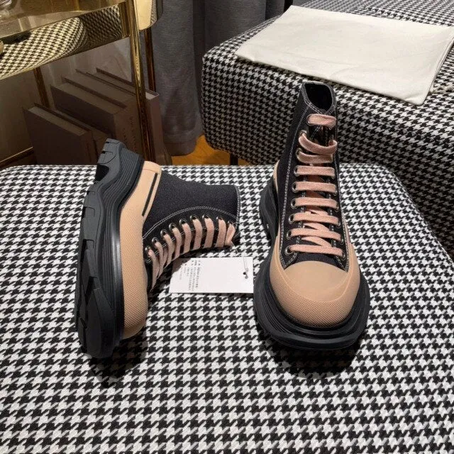 thick-soled high-top canvas shoes men and women s