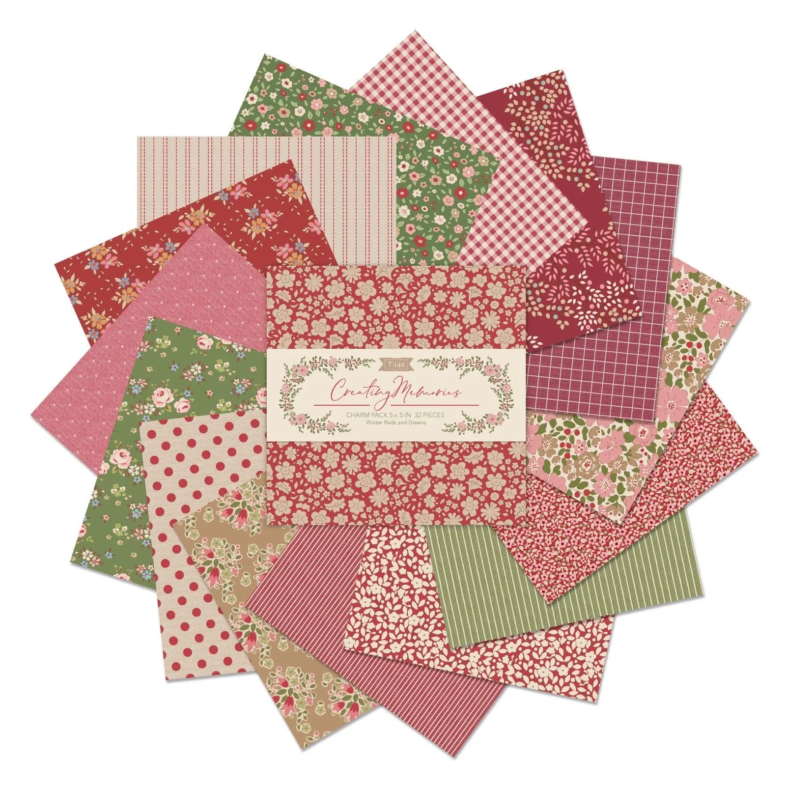 Tilda Creating Memories Fabric | 5'' Charm Pack | Winter (32)