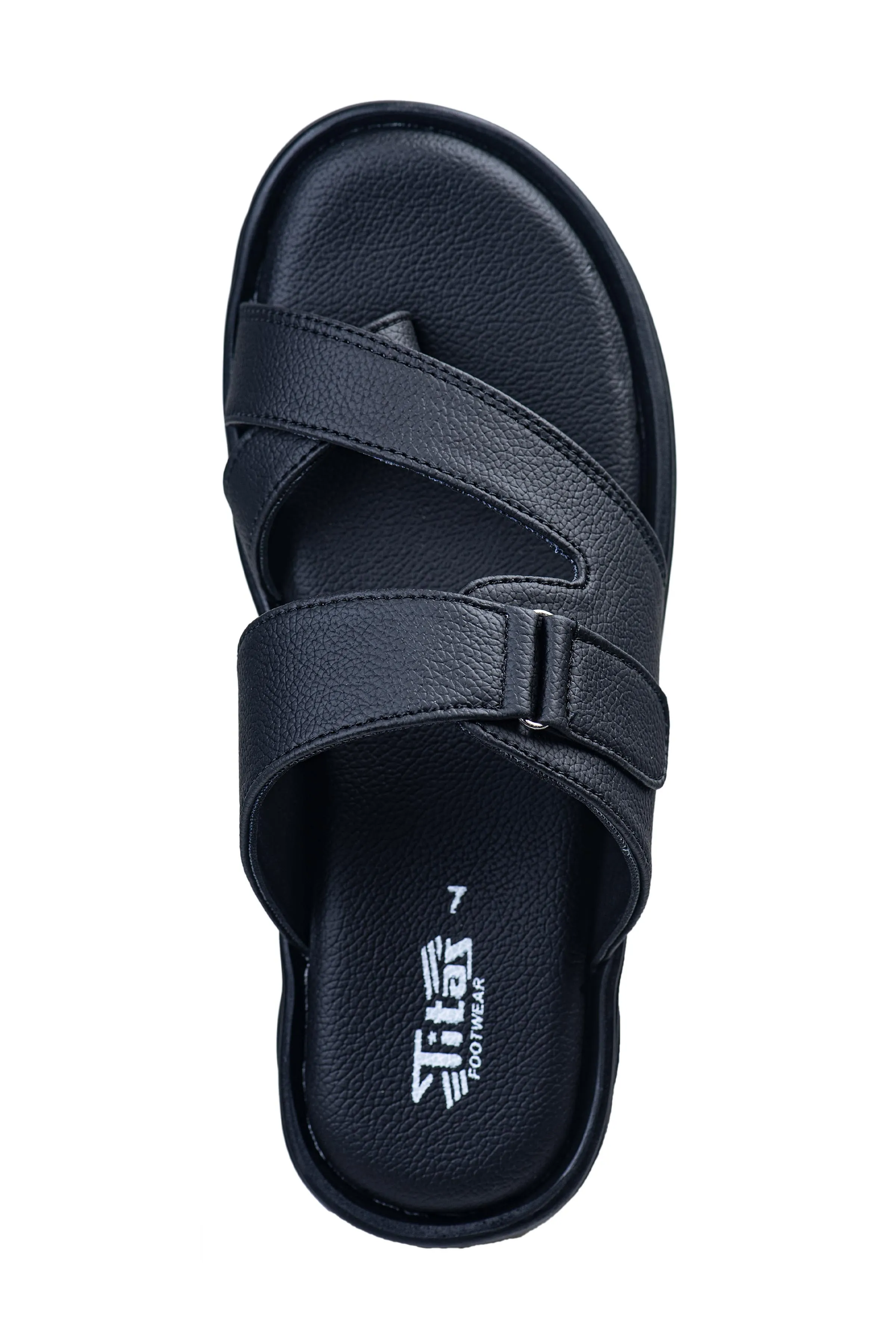 Titas Gents Black Chappal