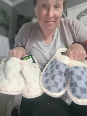 Tone On Tone Checkerboard Slippers