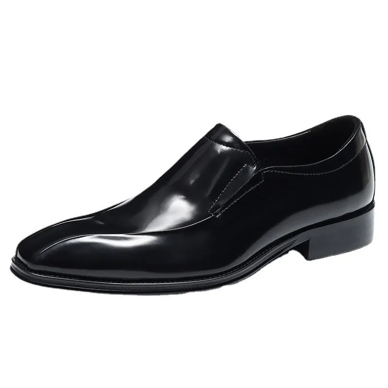 Top Layer Cowhide Men's Leather Shoes British Business Dress Leather Shoes Men's Wedding Groom's Shoes Genuine Leather Slip on Pointed Loafers23666