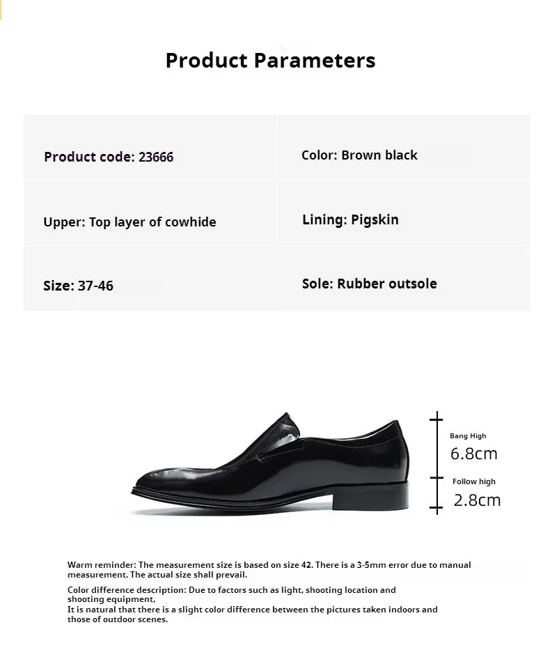 Top Layer Cowhide Men's Leather Shoes British Business Dress Leather Shoes Men's Wedding Groom's Shoes Genuine Leather Slip on Pointed Loafers23666