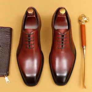 Top Layer Cowhide Men's Leather Shoes Business Oxford Shoes British Color Block Pointed Toe Men's Formal Wear Shoes Lace-up Men's Shoes Handmade Shoes23130