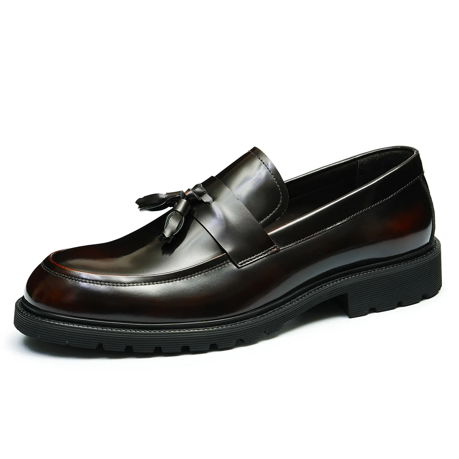 Top Layer Cowhide Men's Leather Shoes Tassel Loafers Men's Leather Platform British Casual Shoes Cowhide Lining Business Formal Wear96115