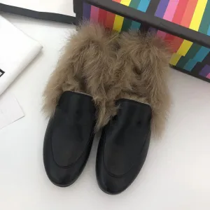 Top Quality Genuine Leather Women's Shoes Warm Shearling Ladies Loafers Outside/Office Women's Flats Slip-on Shallow Shoes