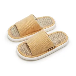 Uchoice Open-Toe Linen Slippers - Yellow, Size 40-41