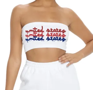United States Drip White Bandeau Top