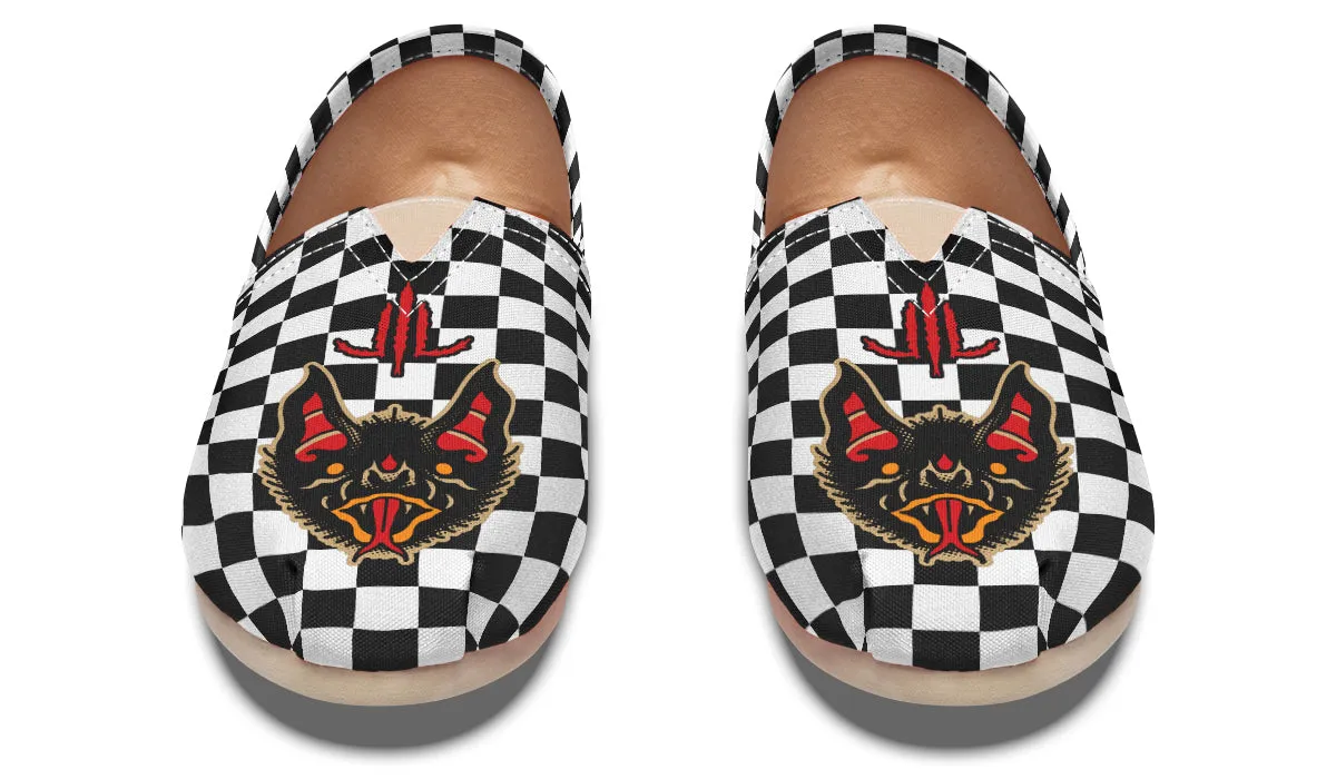 Vampire Bat Checkered Casual Shoes