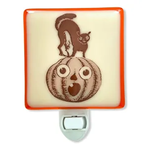 Vintage Halloween Black On Jack O’Lantern Night Light