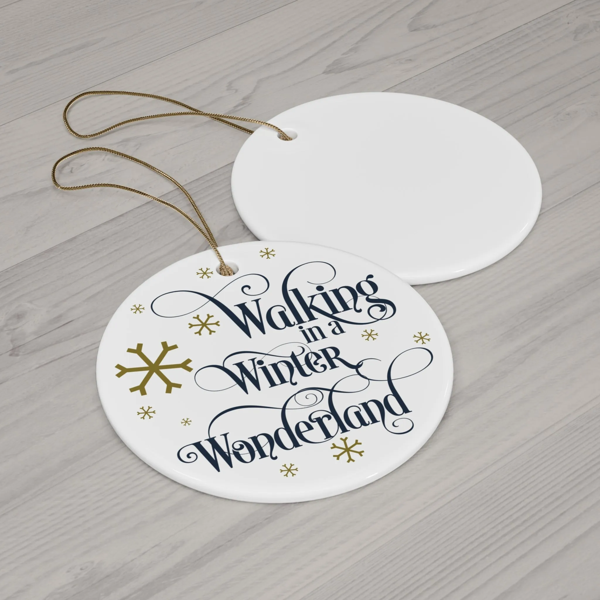 Walking In A Winter Wonderland Ceramic Disc Ornament      Item #6817129