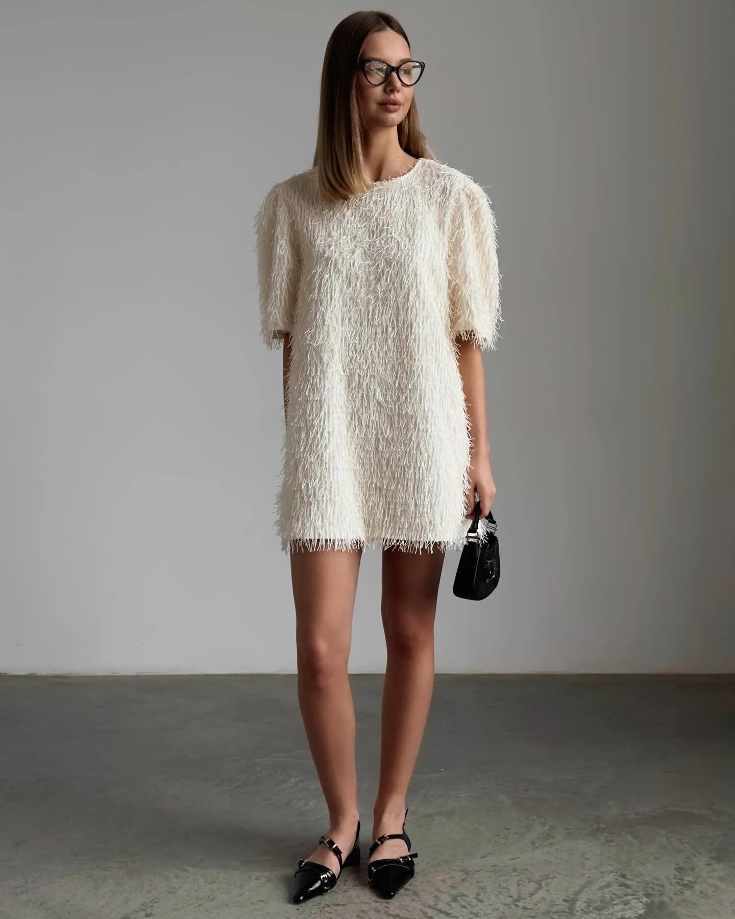 White Fringed Mini Dress