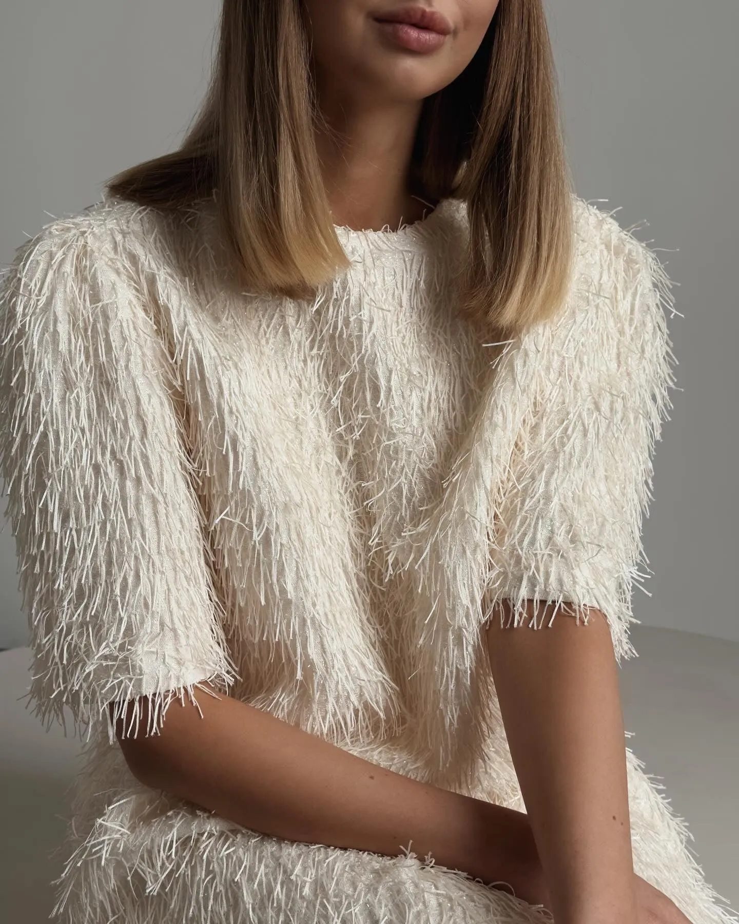 White Fringed Mini Dress