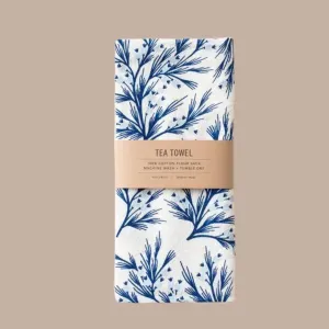 Winter Blue Branches Tea Towel