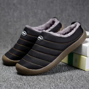 Winter Casual Waterproof Non-Slip Plush Warmth Slippers For Men