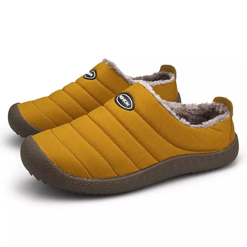 Winter Casual Waterproof Non-Slip Plush Warmth Slippers For Men