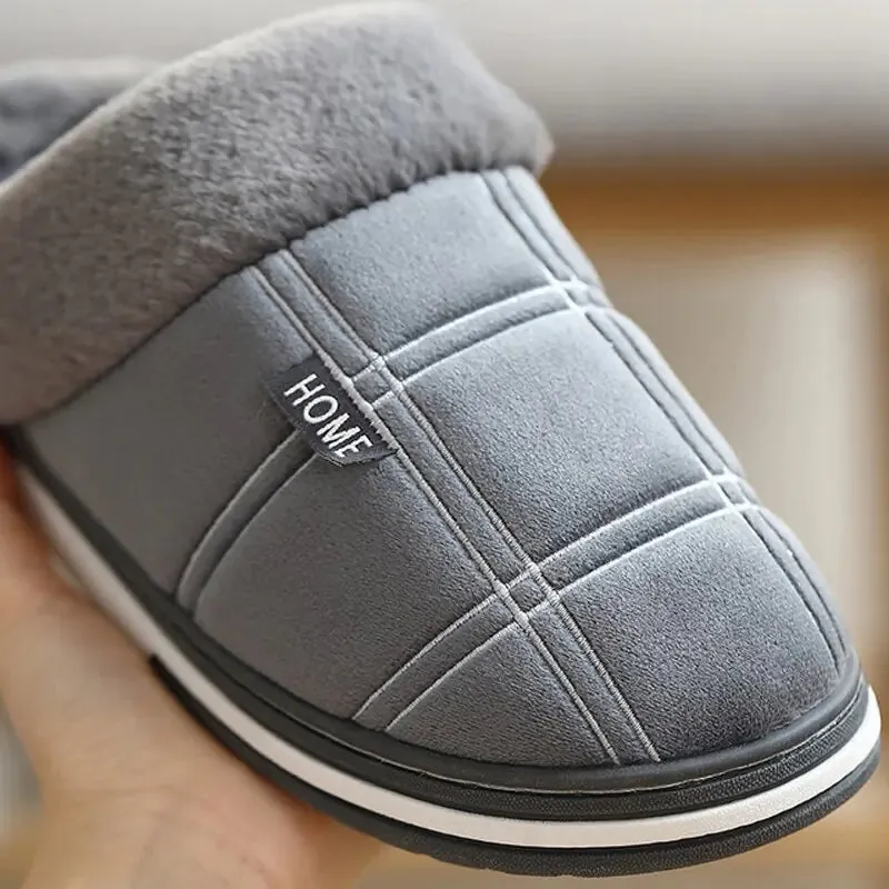 Winter Slippers Suede Gingham Plush