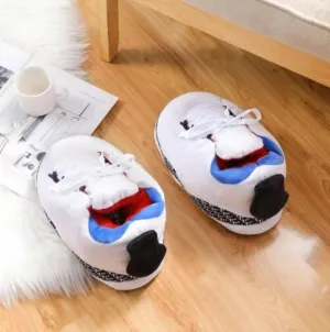 Winter White Black Fashion Slippers – Cozy and Stylish Indoor Comfort