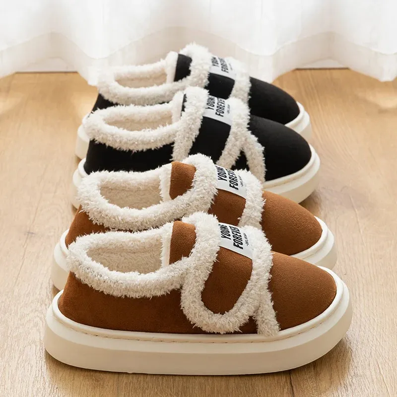 Winter Women's Warm Cotton Shoes 2024 Hook Loop Flat Heel Plush Winter Boots Women Faux Fur Soft Sole Plush Ankle Boots Woman