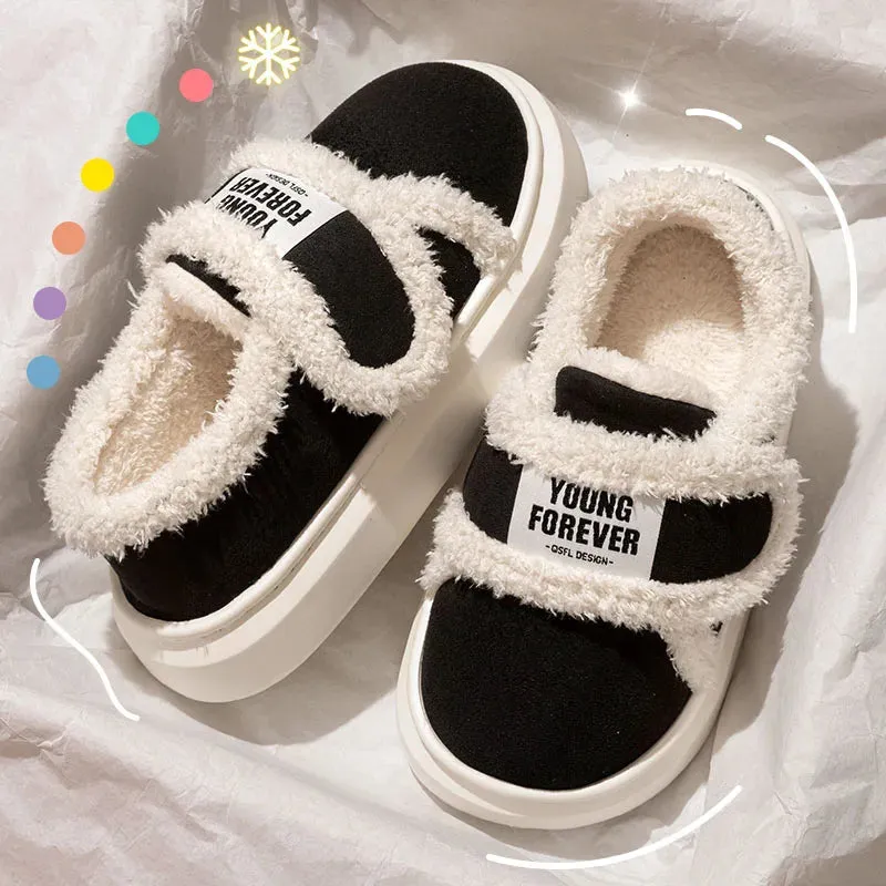 Winter Women's Warm Cotton Shoes 2024 Hook Loop Flat Heel Plush Winter Boots Women Faux Fur Soft Sole Plush Ankle Boots Woman