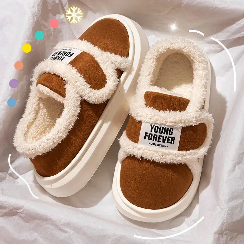 Winter Women's Warm Cotton Shoes 2024 Hook Loop Flat Heel Plush Winter Boots Women Faux Fur Soft Sole Plush Ankle Boots Woman