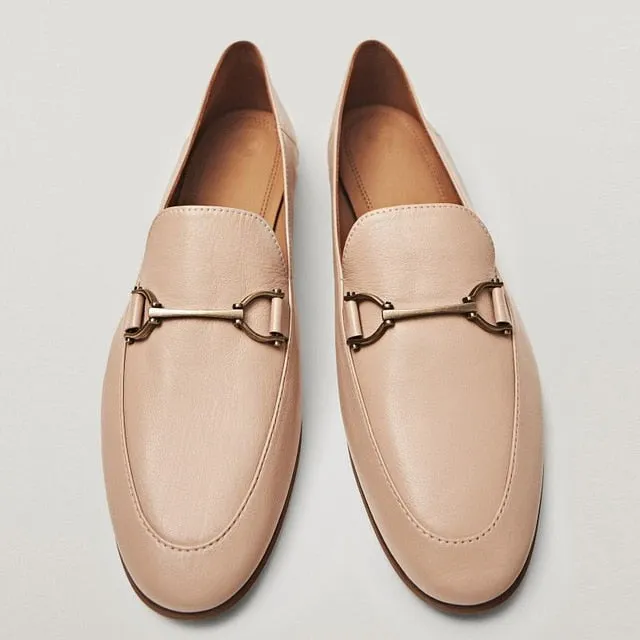 Withered 2020 summer england office lady simple Genuine leather slip-on loafers women shoes woman women shoes women flat shoes