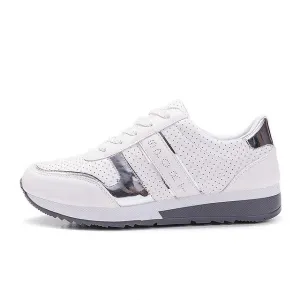 Woman Spring Lace Up Vulcanize Shoes Women Sneakers Mesh Pu Leather Solid Platform Shoes Female Fashion Flats Ladies Casual