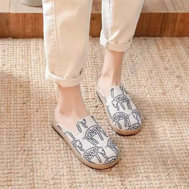 Women Canvas Close Toe Flat Slippers