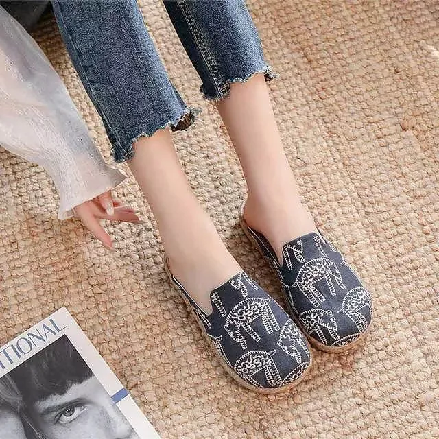 Women Canvas Close Toe Flat Slippers